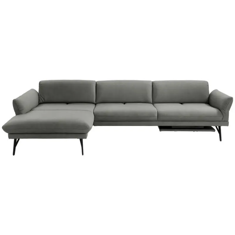 Ecksofa in Echtleder Dunkelgrau