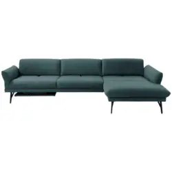 Ecksofa in Echtleder Petrol