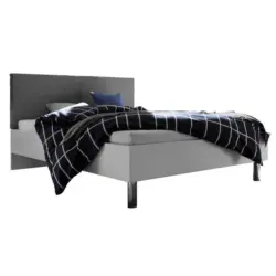 Bett 140/200 cm in Grau, Weiß