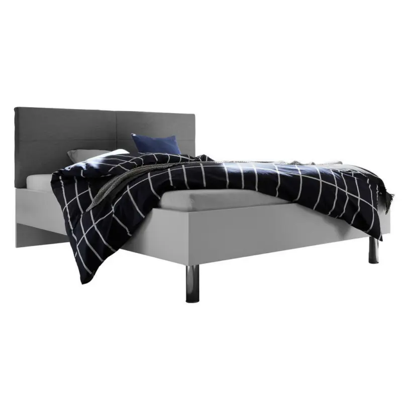 Bett 140/200 cm in Grau, Weiß
