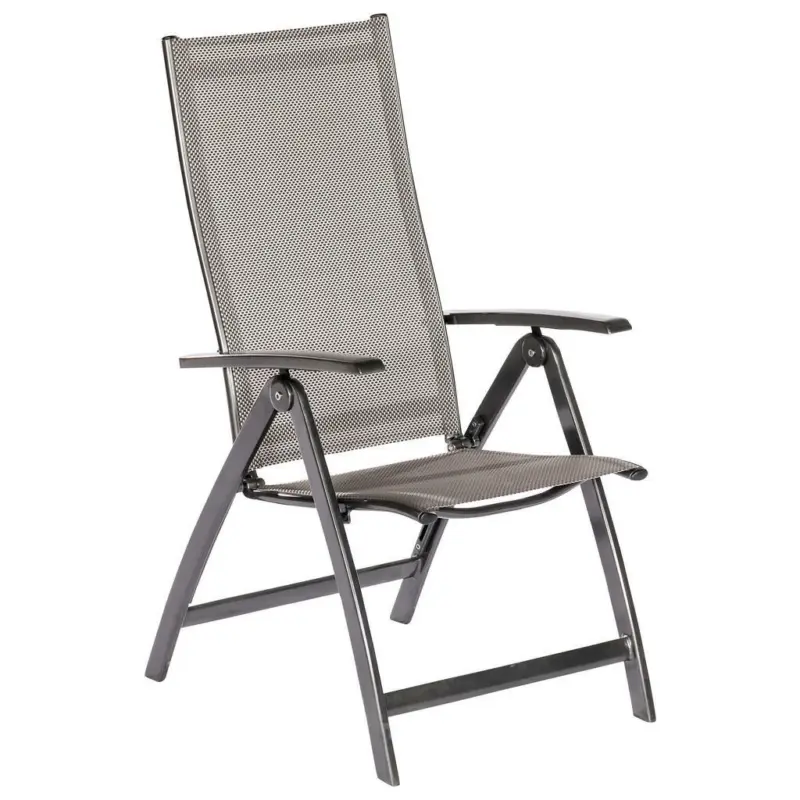 Gartenklappsessel in Metall Graphitfarben, Grau