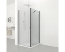 Duschseitenwand für Duschtür Sanotechnik Elite F80B2 1950x800 mm Echtglas Klar hell schwarz mit Stabilisatoren