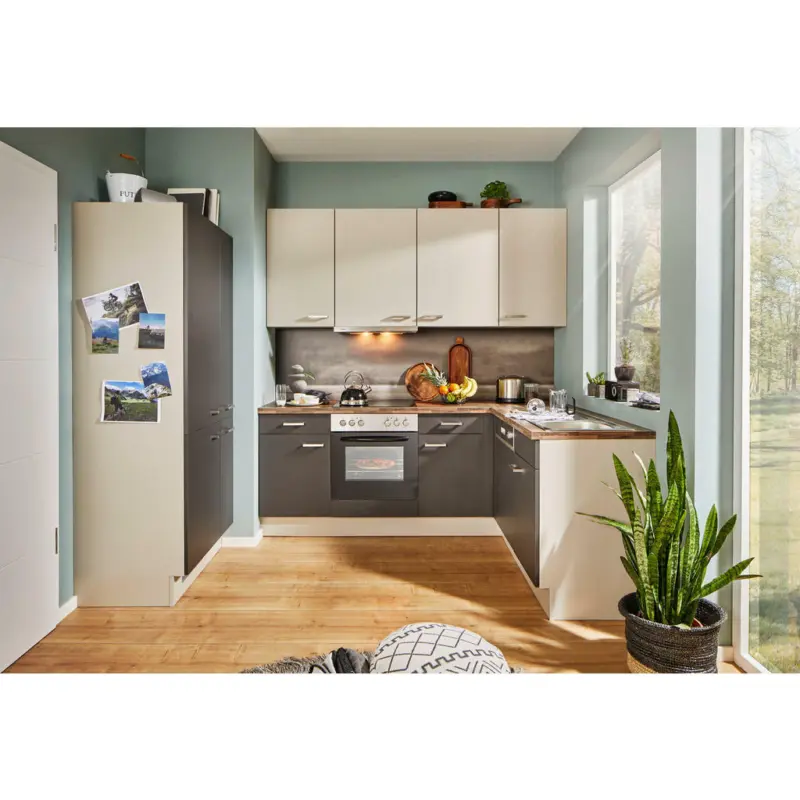 Eckküche 285/175 cm in Graphitfarben