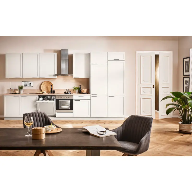 Küchenleerblock 420 cm in Eichefarben, Magnolie