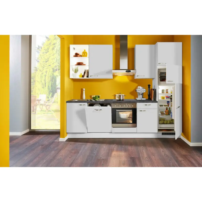 Küchenblock 280 cm in Hellgrau, Dunkelgrau