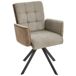 Armlehnstuhl in Eisen Webstoff, Leinenoptik