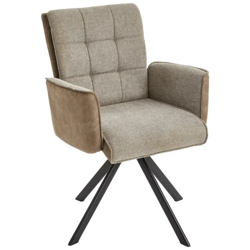 Armlehnstuhl in Eisen Webstoff, Leinenoptik