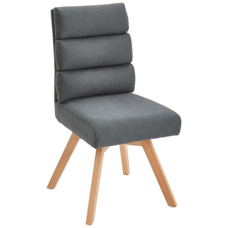 Stuhl in Holz, Metall, Textil Grau