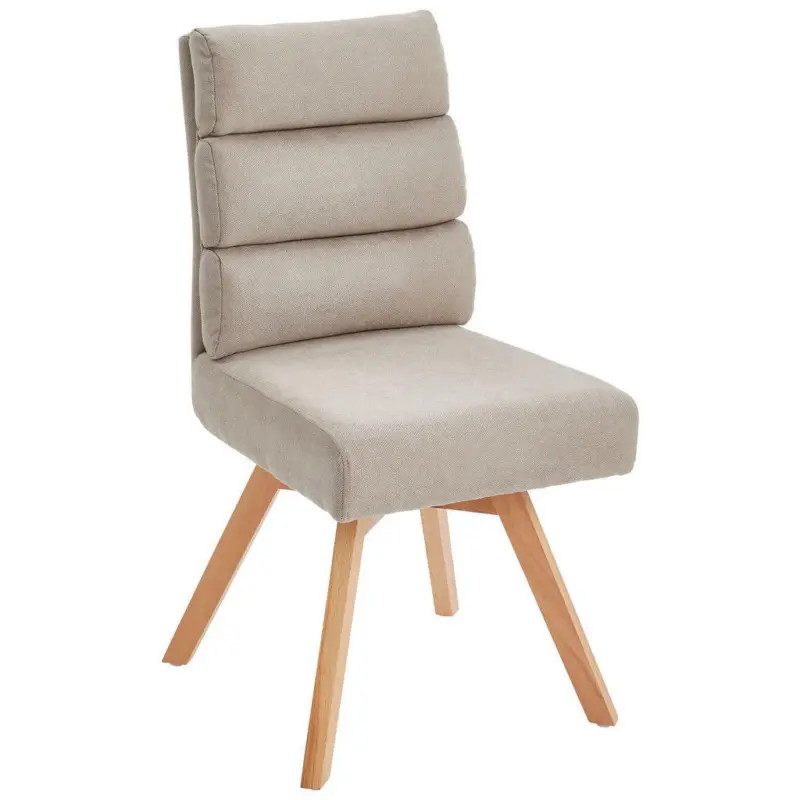 Stuhl in Holz, Metall, Textil Taupe