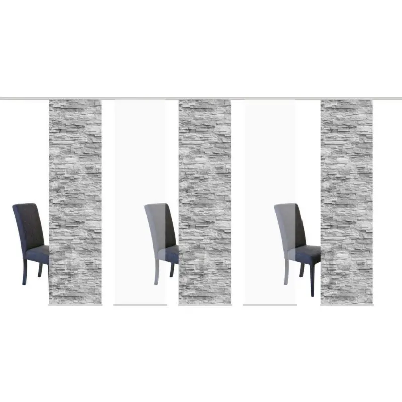 Flächenvorhang 5ER SET in Anthrazit halbtransparent