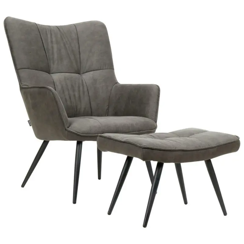 Sesselset in Mikrofaser Schwarz, Dunkelgrau