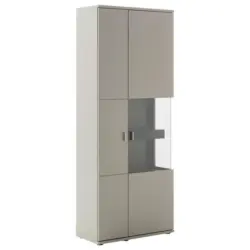 Vitrine in furniert Grau, Eichefarben