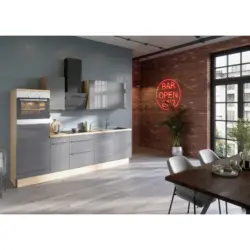 Küchenblock 270 cm in Anthrazit, Eichefarben