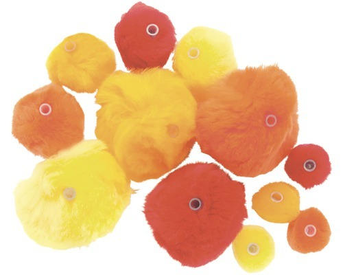 Acryl-Pompons mit Öse rot Mix ca. 45 Stück