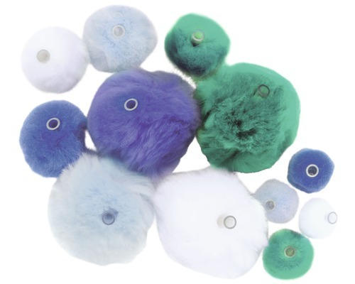 Acryl-Pompons mit Öse blau Mix ca. 45 Stück