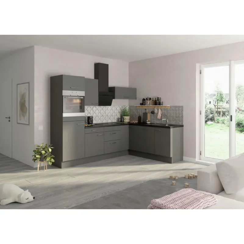 Eckküche 270/200 cm in Grau