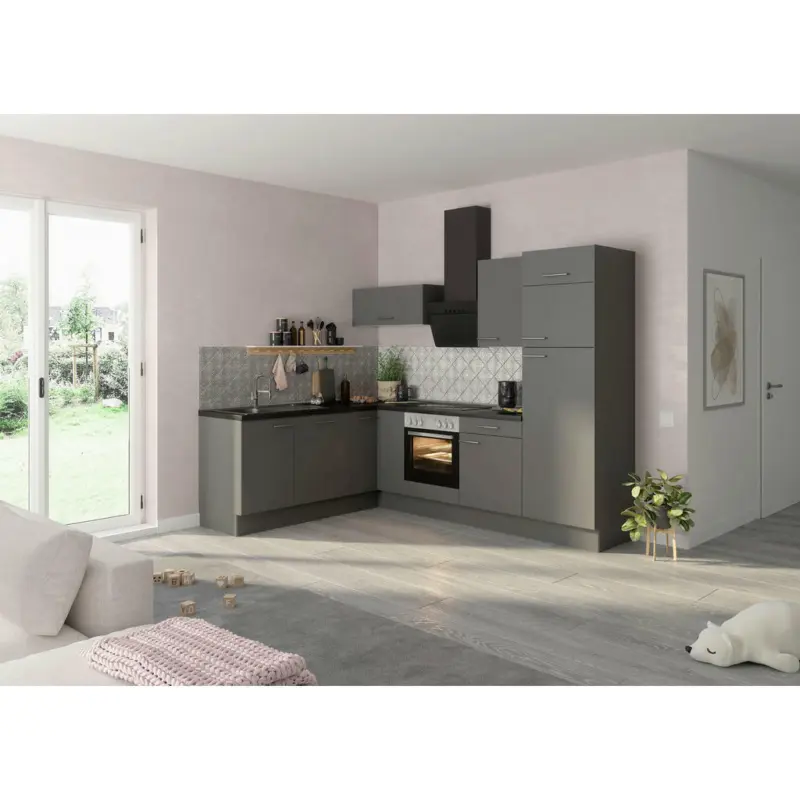 Eckküche 200/270 cm in Grau