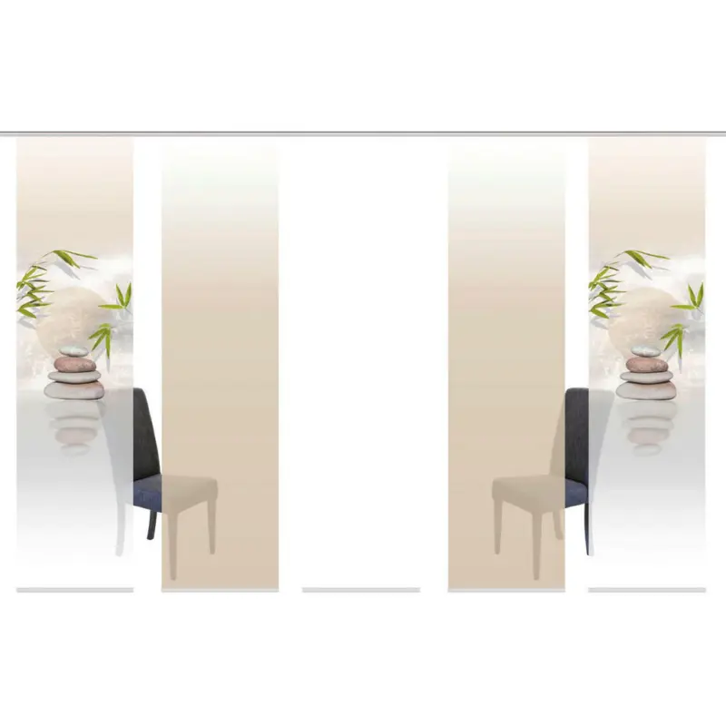 Flächenvorhang 5ER SET in Naturfarben halbtransparent