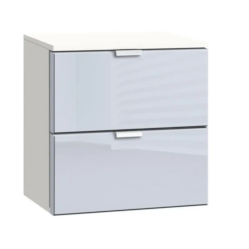 Nachtkästchen in Grau, Weiß