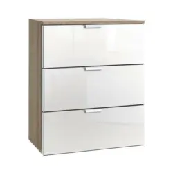 Nachtk&auml;stchen in Wei&szlig;, Sonoma Eiche