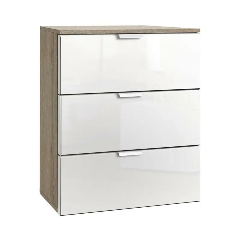 Nachtk&auml;stchen in Wei&szlig;, Sonoma Eiche