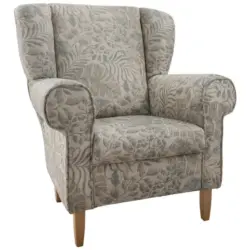 Ohrensessel in Webstoff Grün, Buchefarben