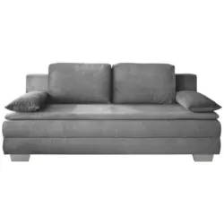 Schlafsofa in Velours Silberfarben
