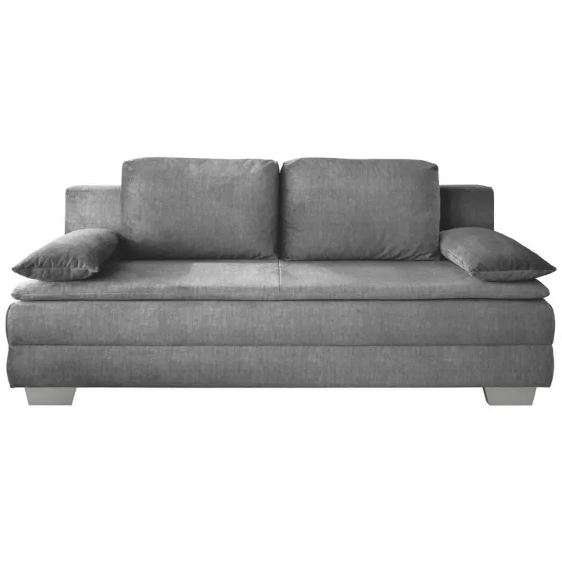 Schlafsofa in Velours Silberfarben