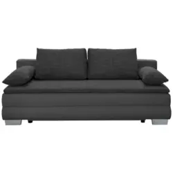 Schlafsofa in Velours Anthrazit, Schwarz, Weiß