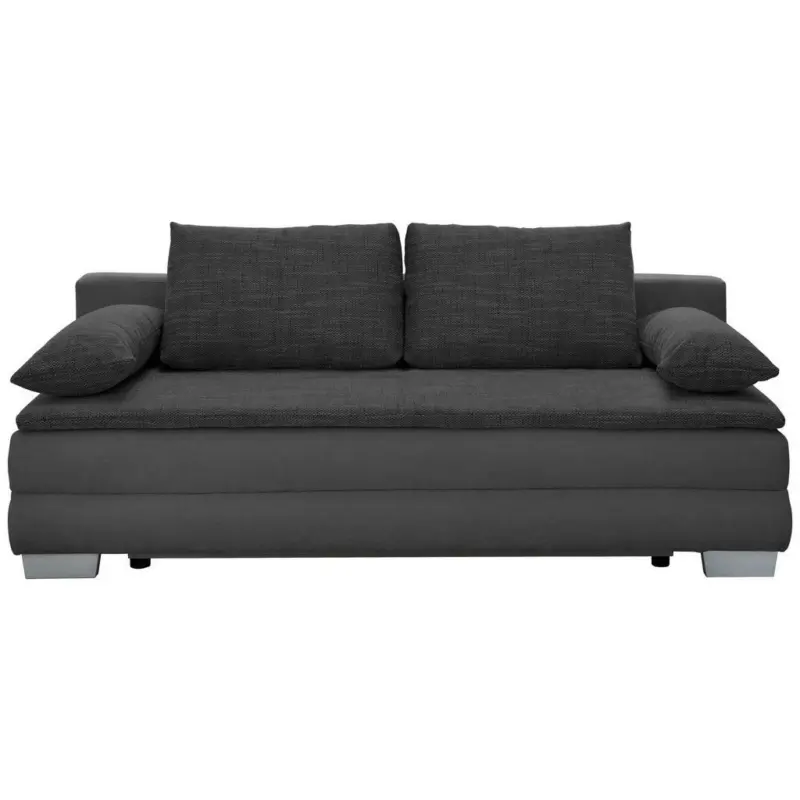 Schlafsofa in Velours Anthrazit, Schwarz, Weiß