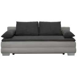 Schlafsofa in Velours Schwarz, Silberfarben, Weiß