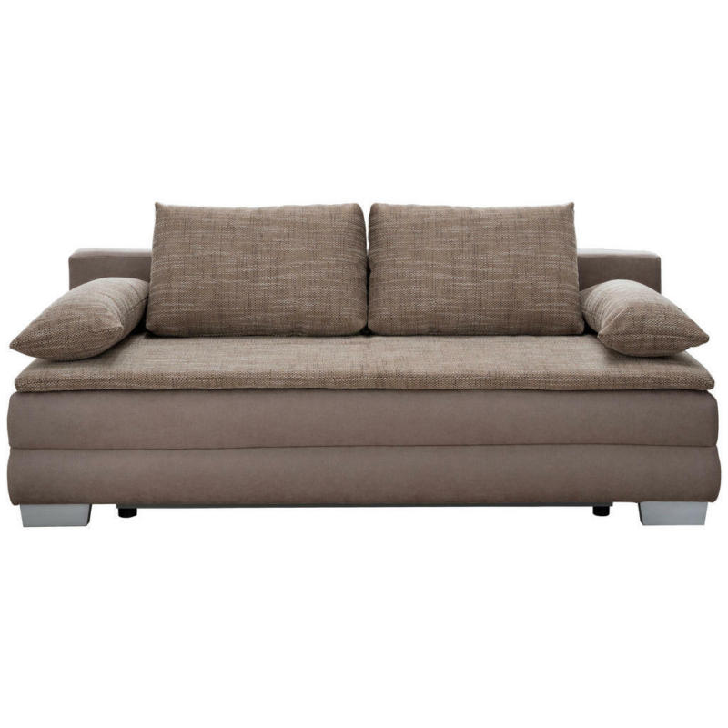 Schlafsofa in Velours Cappuccino, Taupe