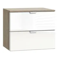 Nachtk&auml;stchen in Wei&szlig;, Sonoma Eiche