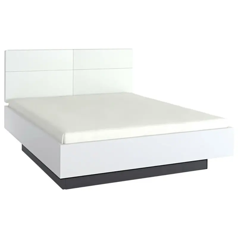 Bett 140/200 cm in Graphitfarben, Wei&szlig;