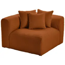 Sofaelement in Flachgewebe, Teddystoff Rostfarben