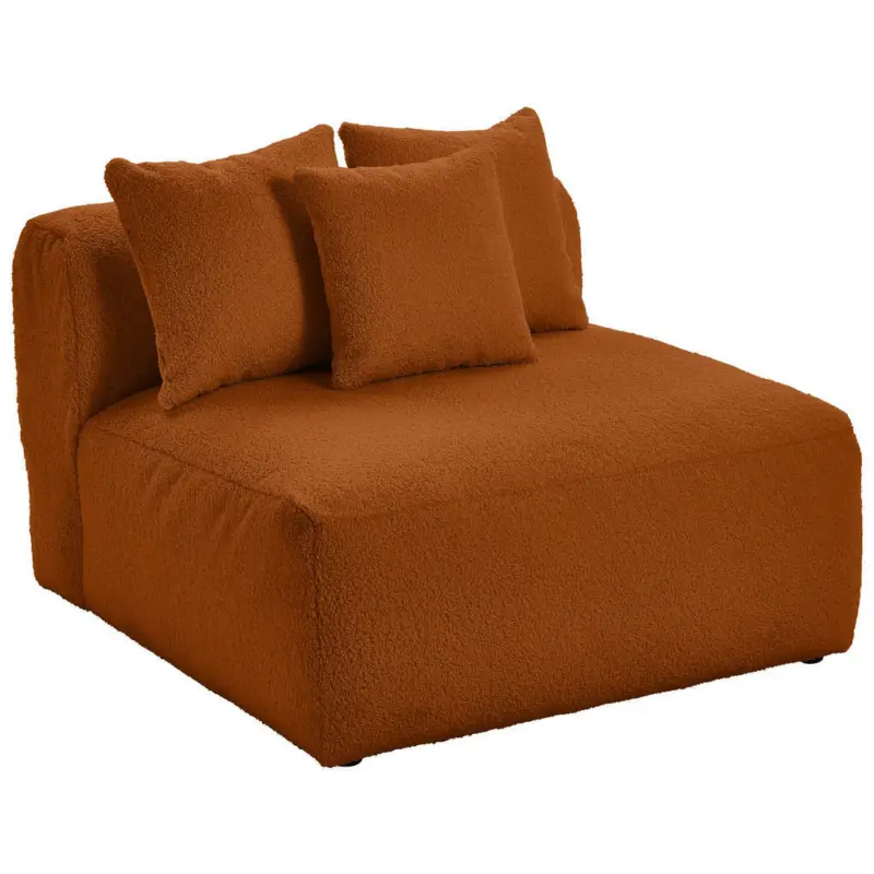 Sofaelement in Flachgewebe, Teddystoff Rostfarben