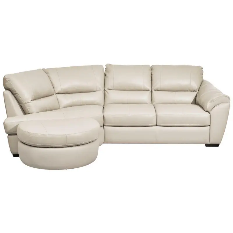 Ecksofa in Kombination Echtleder/Lederlook Weiß