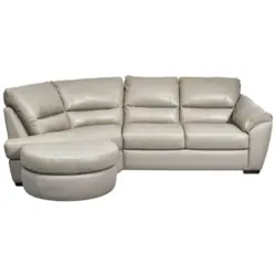 Ecksofa in Kombination Echtleder/Lederlook Greige