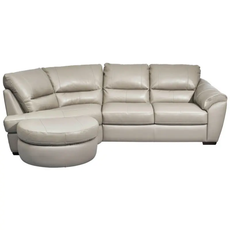 Ecksofa in Kombination Echtleder/Lederlook Greige