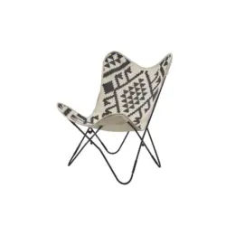 Klappsessel in Metall, Textil Schwarz, Weiß