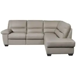 Ecksofa in Kombination Echtleder/Lederlook Grau