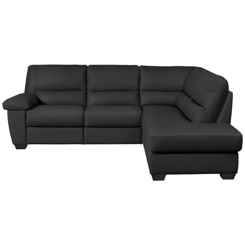 Ecksofa in Kombination Echtleder/Lederlook Schwarz