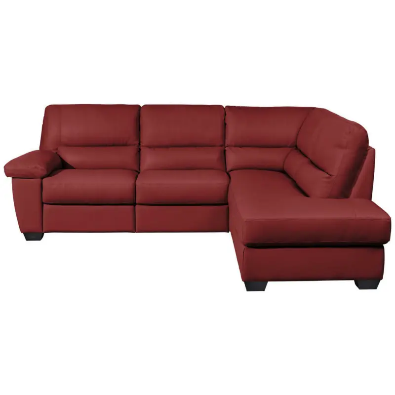 Ecksofa in Kombination Echtleder/Lederlook Rot