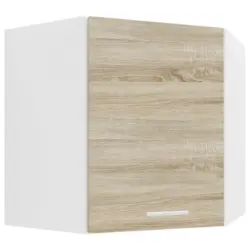 Eckoberschrank 57/60/57 cm in Weiß, Sonoma Eiche