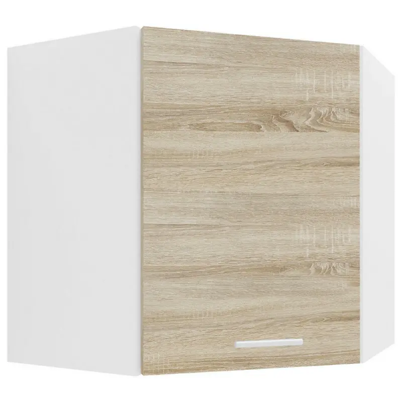 Eckoberschrank 57/60/57 cm in Weiß, Sonoma Eiche