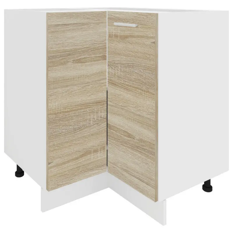 Eckunterschrank 76/82/76 cm in Weiß, Sonoma Eiche