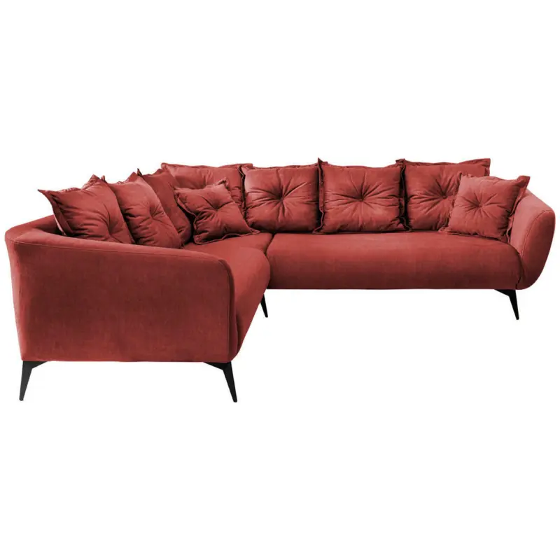 Ecksofa in Velours Koralle