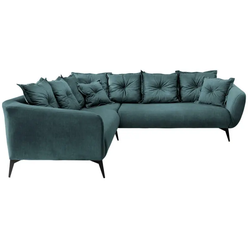 Ecksofa in Velours Dunkelblau
