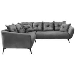 Ecksofa in Velours Anthrazit