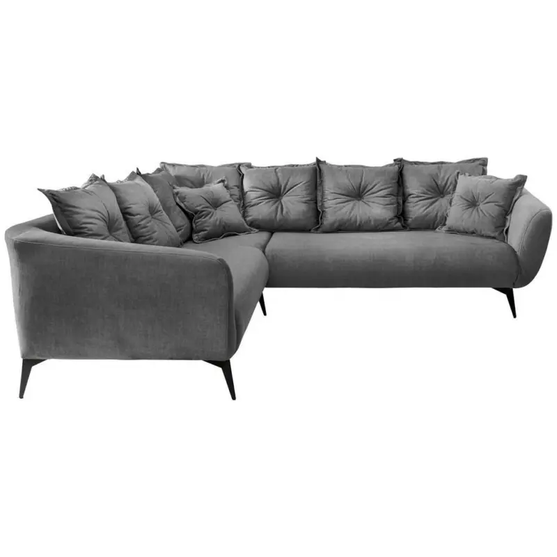 Ecksofa in Velours Anthrazit